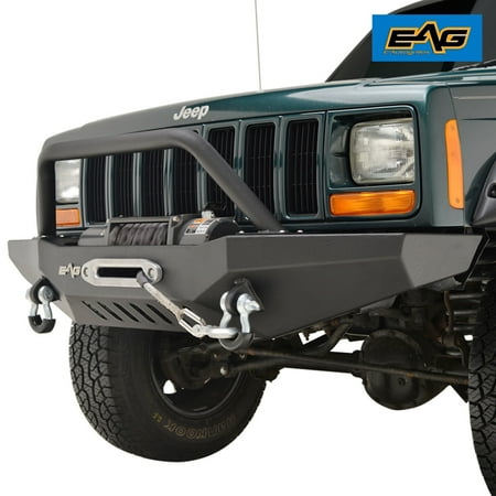Aftermarket Jeep Bumpers EAG Off-Road Front Bumper with Winch Plate & D-Ring Shackle - fits 84-01 Jeep Cherokee XJ ()