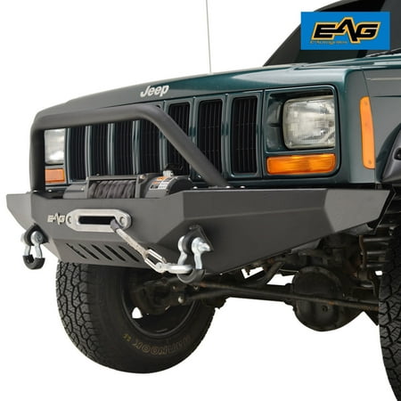 EAG Off-Road Front Bumper with Winch Plate & D-Ring Shackle - fits 84-01 Jeep Cherokee (Best Jeep Xj Mods)