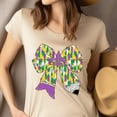 thumbnail image 4 of Carnival Inspired Teacher Shirt with Purple Yellow Green Bow, Navy, Size L, 4 of 6