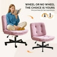thumbnail image 2 of TYUIOP Swivel Armless Criss Cross Chair with Dual-Use Wheels,Adjustable Height Cross-Legged Office Desk Chair, Vanity Chair, Rolling Computer Chair for Home,Teddy Fleece Purple, 2 of 9