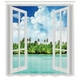 thumbnail image 3 of Ambesonne Tropical Shower Curtain, Exotic Forest near Ocean, 69"Wx70"L, Aqua Green and Blue, 3 of 3