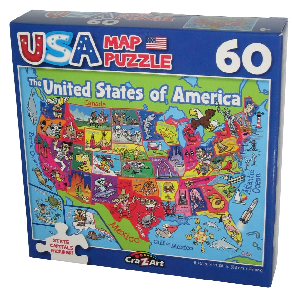 United States of America USA State Capitals 60pc Cra-Z-Art Map Puzzle ...