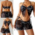 thumbnail image 2 of Summer Halter Bikinis Set for Women Lady 3 Pieces Split Swimsuits Female Floral Printed Bathing Suit with Beach Skirt L, 2 of 4