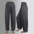 thumbnail image 2 of pantalones de baile deportivos de yoga suaves de algodón casual sueltos elásticos para mujer gris oscuro / 2xl, 2 of 3