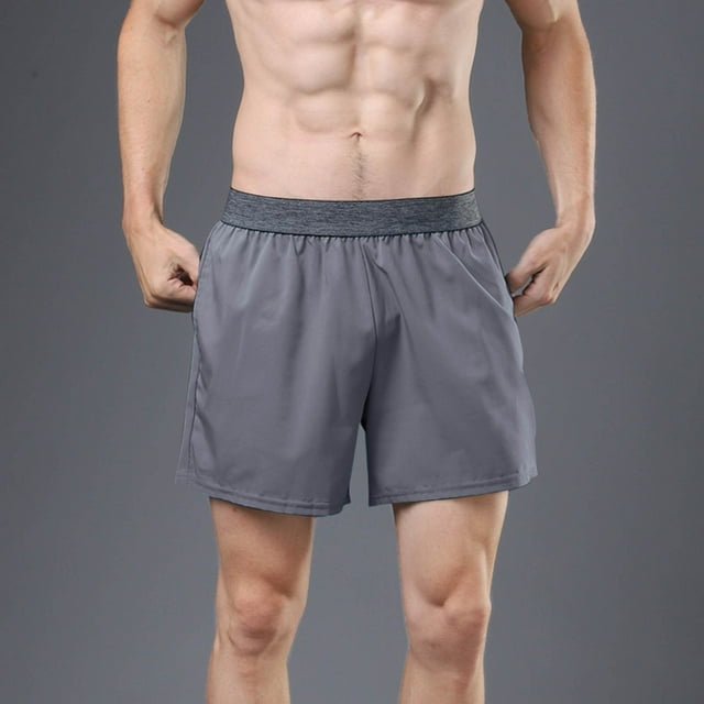 Sentmoon Swim Trunks Men Breathable High Waist Running Shorts Straight Solid Color 2025 Summer Workout Shorts Side Pockets Athleisure for Vacation Trip Gray XXL