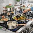 thumbnail image 2 of BrylaneHome 18 Piece Copper Accent Stainless Steel Cookware Set, 2 of 6