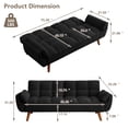 thumbnail image 2 of MIKIBAMA 75" Black 3 Seat Linen Convertible Futon Sofa Bed Tufted Design Adjustable Backrests With Solid Wood Legs for Small Spaces, 2 of 7