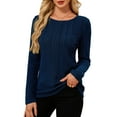 thumbnail image 2 of JYLFC Women Casual Long Sleeve Crew Neck Pullover Sweaters Navy Blue XL, 2 of 7