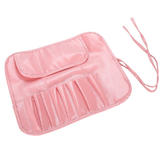 Bolsa enrollable para brochas de maquillaje portátil, artículos de tocador y cosméticos, organizador de bolsa de viaje (rosa)
