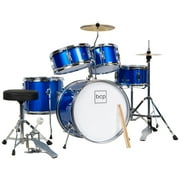 Best Choice Products 5-Piece Kids Beginner Junior Drum Set, Percussion Instrument Starter Kit w/ Stool - Blue