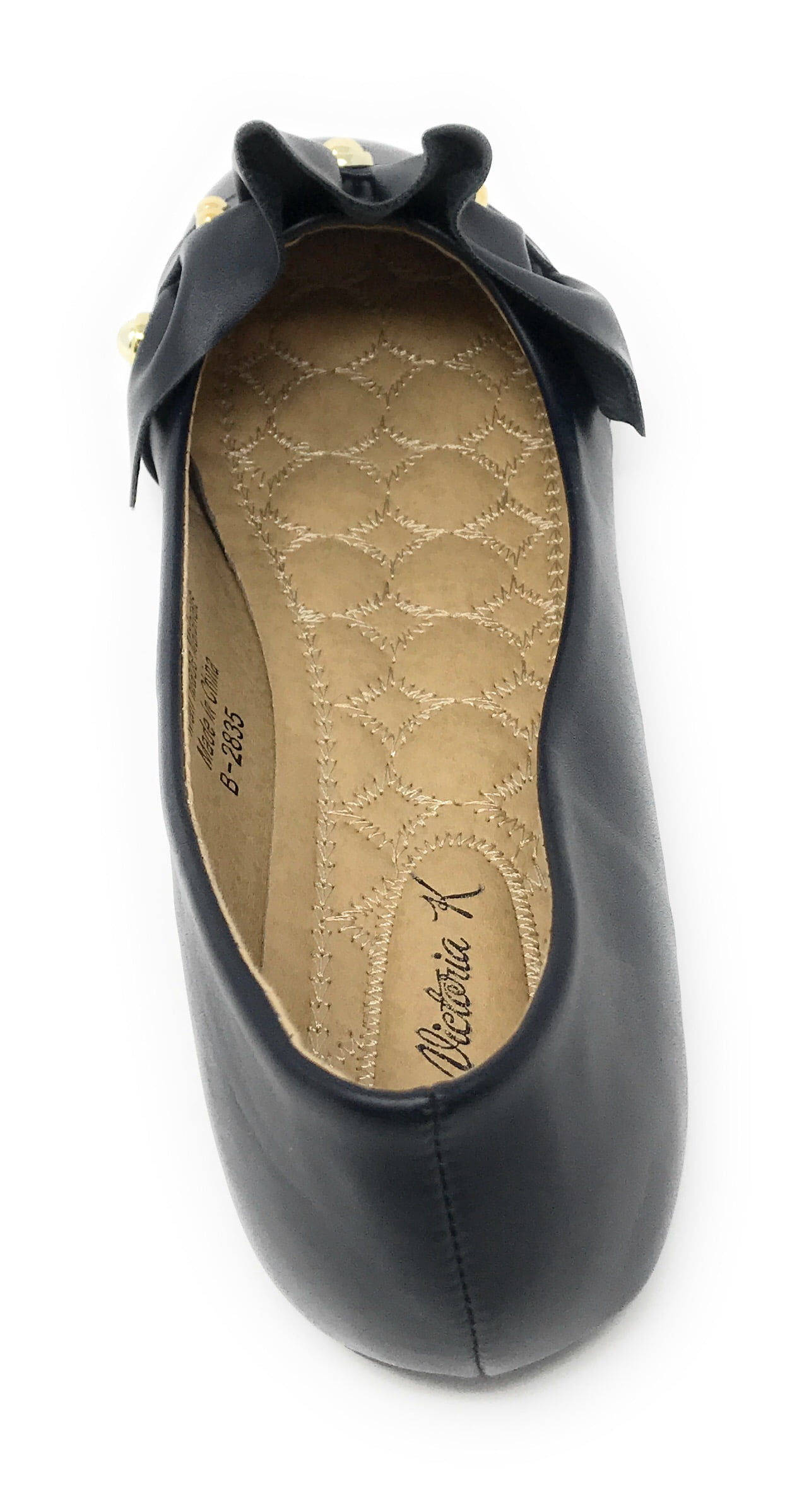 Victoria K Women's Ruffle With Gold studs Ballerina Flats