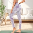 thumbnail image 3 of Renewold Tie-dye Lavender Yoga Leggings with Pockets for Women Thick Exercise Yoga Pants High Waisted Soft Slim Ankle Pants Printed Leggings 4 Way Stretch Leggings, S, 3 of 8