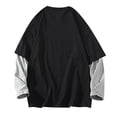 thumbnail image 4 of T Shirts for Men Casual Tops Winter Fall Long Sleeve Fashion Simple Fake Two Piece Pullover Round Neck Bottoming Shirt T-shirt Top, 4 of 5