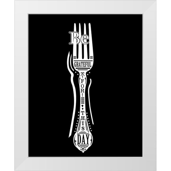Longfellow Designs 12x14 White Modern Wood Framed Museum Art Print Titled - Be Grateful Fork