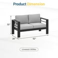 thumbnail image 6 of May in Color Patio Furniture Loveseat Sofa, Metal Outdoor Chairs with Upgraded Cushions, All-weather Outdoor 2 Seats Sofa Couch for Balcony, Garden, Deck, Backyard, Black, 6 of 7