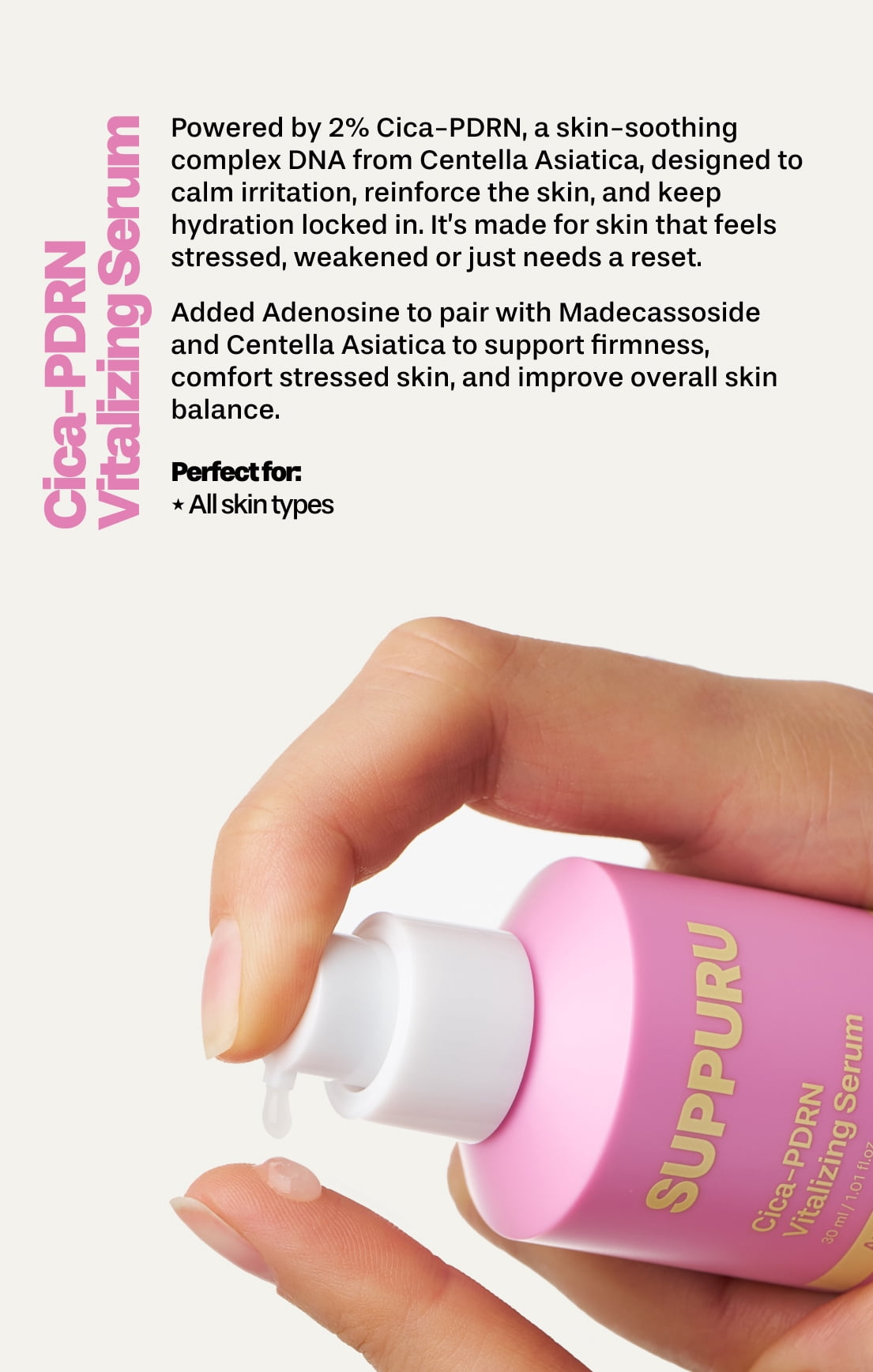 SUPPURU Cica-PDRN Vitalizing Serum | Anti-Aging & Wrinkle Care Serum for Sensitive Skin