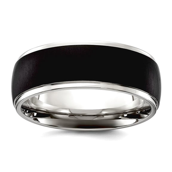 Stainless Steel Polished With Brushed Black Ip Plated Center 8mm Band Size 11 Ring for Women and Men