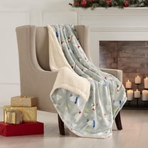 Soft Velvet Plush and Sherpa Fleece 50" x 60" Holiday Throw Blanket | Christmas Throw for Sofa and Bed | Cozy & Warm Plush Throw Blanket | Holiday Blankets and Throws Eve Collection