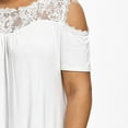 thumbnail image 7 of JeashCHAT Shirts for Women Clearance Plus Size Women O-Neck Cold Shoulder Solid Lace Short Sleeve Zipper Tops Blouse, 7 of 7
