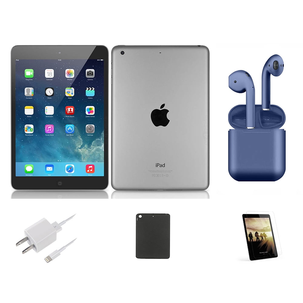 Restored | Apple 7.9-inch iPad Mini Retina | Wi-Fi Only | 128GB | Space  Gray | Bundle: Case, Rapid Charger, Pre-Installed Tempered Glass,