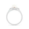 thumbnail image 2 of ANGARA Freshwater Cultured Pearl Halo Engagement Ring in 14K White Gold for Women | June Birthstone, Birthday, Anniversary, Jewelry Gift for Women | Pearl Ring, 2 of 12