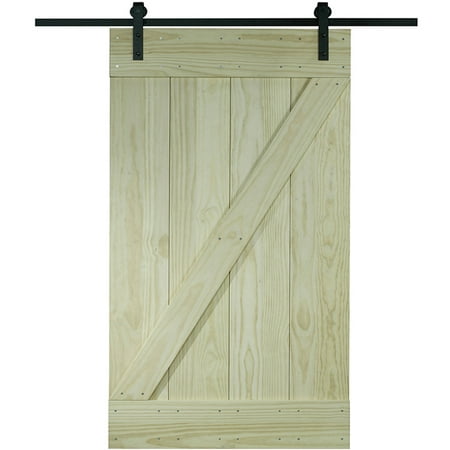 Wood Barn Door Kit 32 X 80 Unfinished Pine Z Design Walmart Com