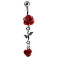 thumbnail image 5 of Jiaroswwei 1Pc Women Dual Rose Flower Belly Button Navel Ring Body Piercing Jewelry Gift, 5 of 8