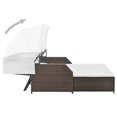 thumbnail image 2 of vidaXL 2-Person Sun Lounger with Canopy Poly Rattan Brown, 2 of 5