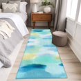 thumbnail image 3 of Gradient Green Blue Runner Rugs 2x6 ft Abstract Oil Painting Yellow Green Blue Washable Hallway Rugs Non-Slip Floor Mats Absorbent Carpet Bedside Runners for Bedroom Kitchen Bathroom Laundry Room, 3 of 9