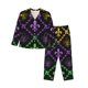 thumbnail image 1 of Balery Mardi Gra Geometric Conjunto de Pijama con Estampado para Mujer, Conjunto de Dos Piezas con Manga Larga, Ropa de Dormir Suave con Bolsillos, Pijamas Cómodos-X-Large, 1 of 7