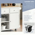 thumbnail image 6 of Lunale 39.8" Kitchen Island with Drop Leaf, Power Outlets, Rolling Storage Kitchen Cart with Wine Cup Rack, White, 6 of 12