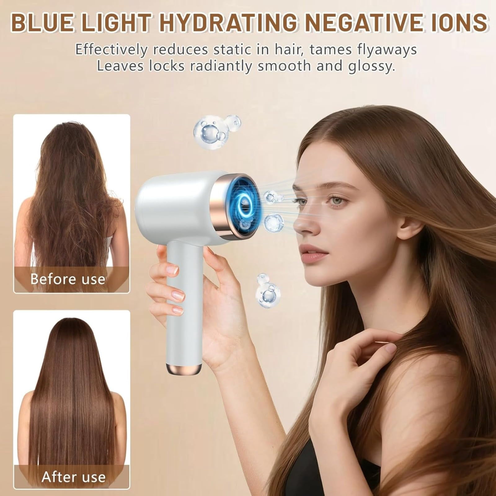 Cordless Rechargeable Hair Dryer With 3 Speeds And Heat Settings Portable Wireless Blow Dryer For Travel Home Gift, B