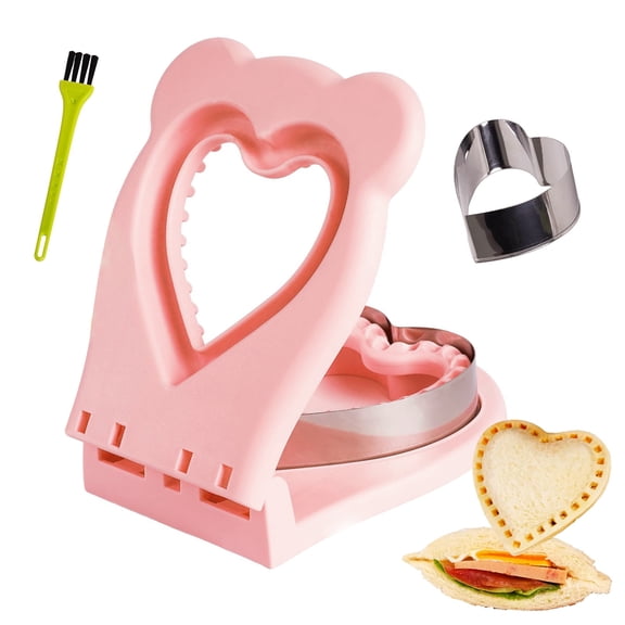 Crustless Sandwich Cutter, Uncrustables Sandwich Maker Sealer Cutter,Uncrustable Maker - Color Pink, Heart Shape