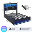 thumbnail image 2 of Twin Size Gaming Bed Frame with 2 Storage Drawers, LED Lights & Charging Station, Esports-Style Upholstered Platform Twin Beds with Bookcase Headboard, No Box Spring Needed, Black, 2 of 9
