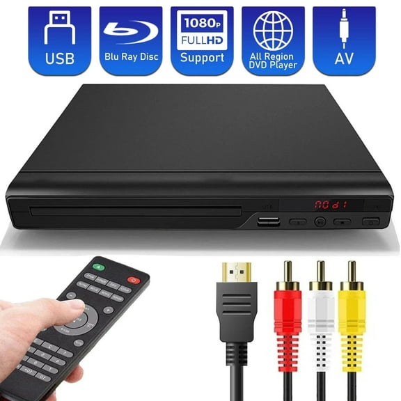 DVD Players for TV with HD, Mini DVD Players with Remote Control CA Cable HD Cable That Play All Regions, Simple DVD Player for Elderly, CD Player Support USB Input for Home Stereo System