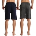 thumbnail image 2 of LANBAOSI Men's 2 Pack Pajama Shorts Jersey Knit Lightweight Sleep Lounge with Pockets, 2 of 9