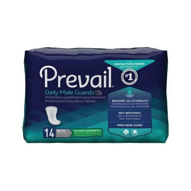 Prevail Bladder Control Pad Moderate Absorbency Polymer Male Disposable 13 Inch Length, 4 Packs of 14