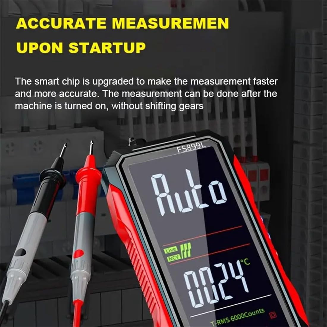 2026 Upgraded Smart USB Rechargeable Digital Multimeter, FS899L Multimeter, Auto Digital Display Tester, Measures Voltage Current Resistance Diodes Continuity Duty-Cycle Capacitance Temperature