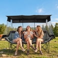 thumbnail image 5 of ABORON Oversized 3 Person Camping Chair with UPF 50+ Canopy, Portable Folding Canopy Camping Chair with Cup Holders & Side Pockets, Triple Seat Camping Chair for Outdoor Beach Lawn Picnic, 5 of 9