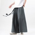thumbnail image 1 of Pantalones casuales de algodón y lino para hombre Pantalones anchos de lino holgados para hombre, 1 of 5