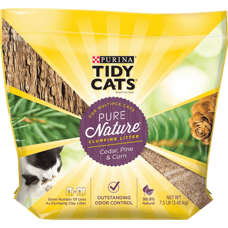 Purina Tidy Cats Natural Clumping Cat Litter, Pure Nature Cedar, Pine & Corn Cat Litter, 7.5 lb. Bag