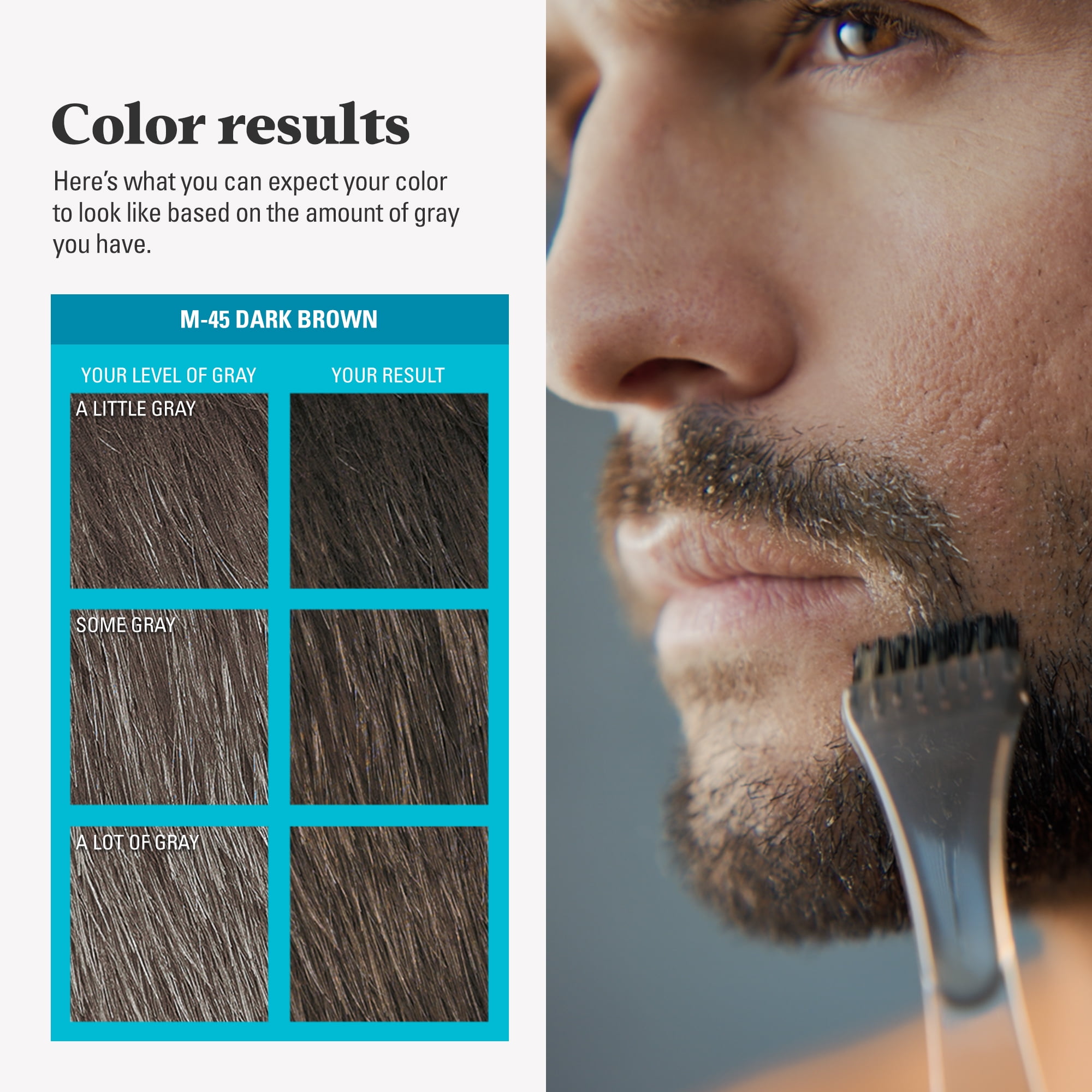 Just For Men Mustache & Beard, Beard Dye for Men with Brush Included for Easy Application, With Keratin Biotin Aloe and Coconut Oil for Healthy Facial Hair - Dark Brown M-45 Pack of 3
