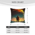 thumbnail image 4 of Velvet Decorative Throw Pillow Covers Set of 2, Soft Square Cushion Cover with Invisible Zipper Fantasy Alien Planet Soldier Printing, 16"x16", 4 of 7