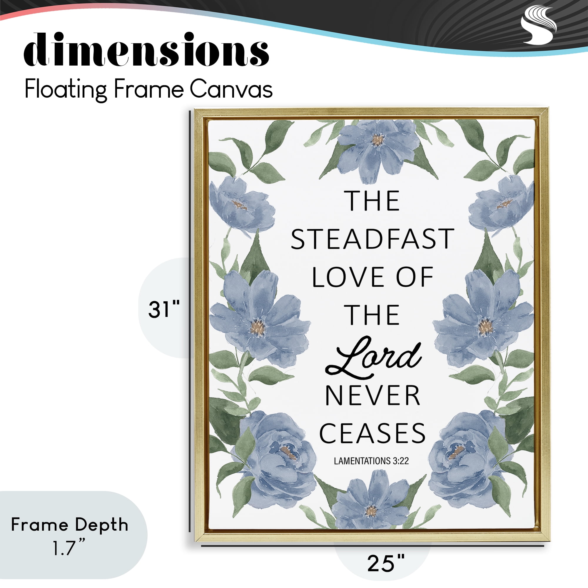 Stupell Industries Steadfast Love Of The Lord Gold Framed Floater Canvas Wall Art, design by Lucille Price