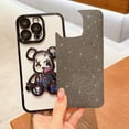 thumbnail image 4 of Electroplated for iPhone 14 Pro Max Case for Women Luxury Quicksand Case with Built-in Camera Lens Protector Clear Glitter Sparkly Bear Slim Shockproof Full Body Protecive Case (Black), 4 of 6