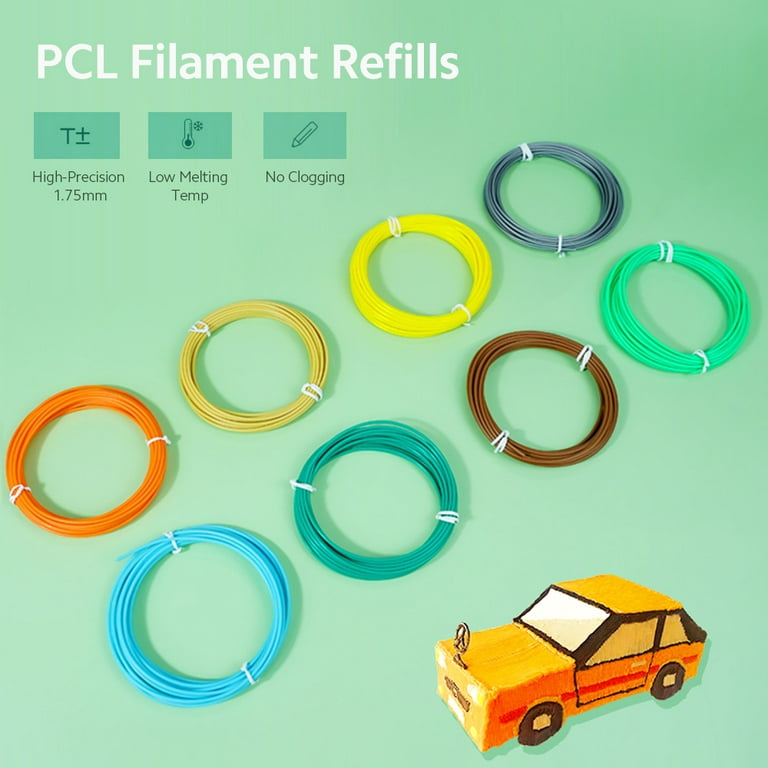 3D Printing Pen PCL Filament Refills High- 1.75mm Diameter Low Melting Temp  No Clogging 10 Pcs/Pack Random Colors 