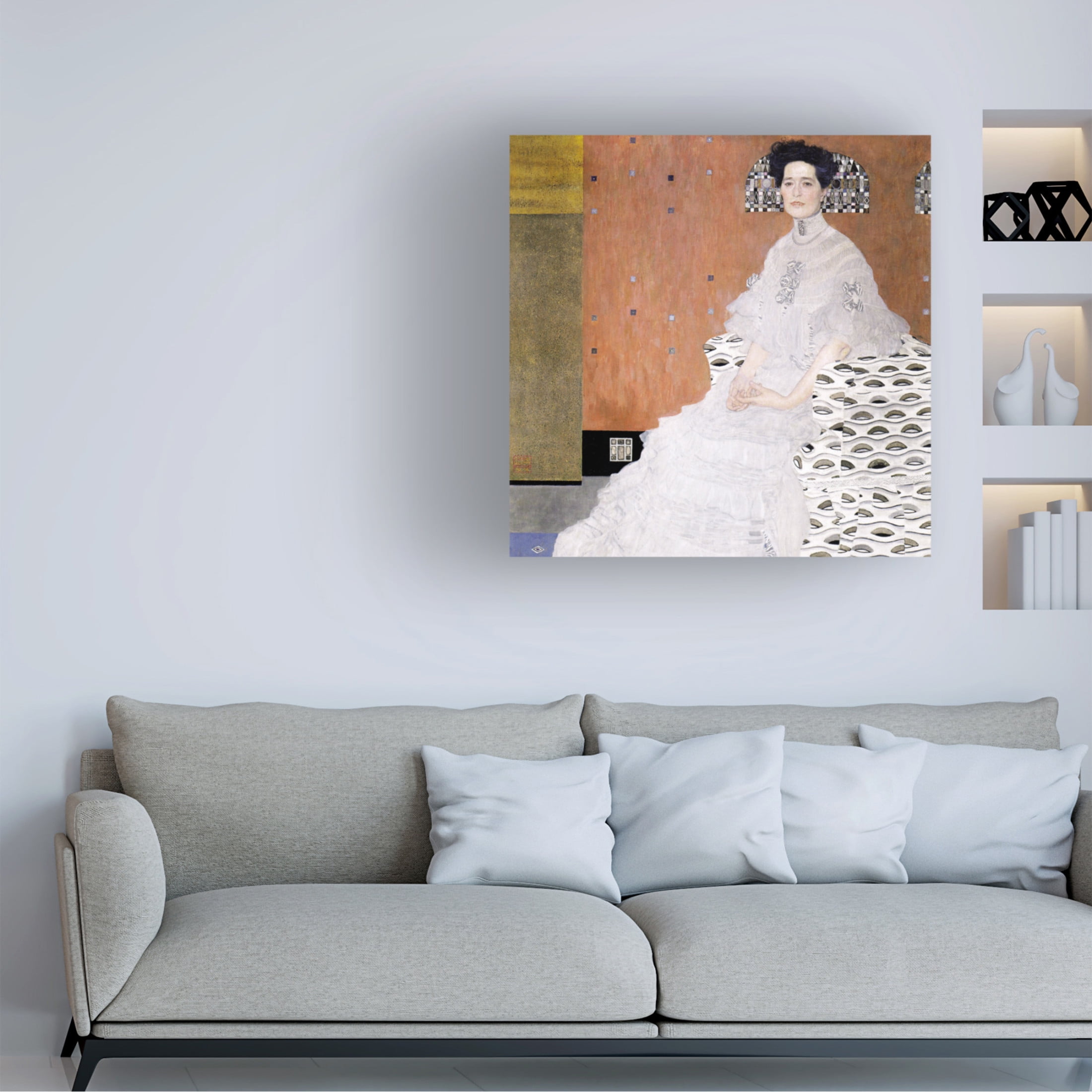 Canvas Wall Art - Pictufy  'Bildnis Fritza Riedler 1906' Wall Art for Living Room, Bedroom, or Office Décor by Trademark Fine Art - 14 x 14 Inches