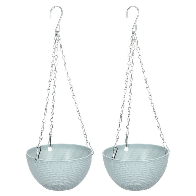 Colgador de plantas de macramé Uxcell, maceta colgante de cuerda para interiores, paquete de 2 en azul