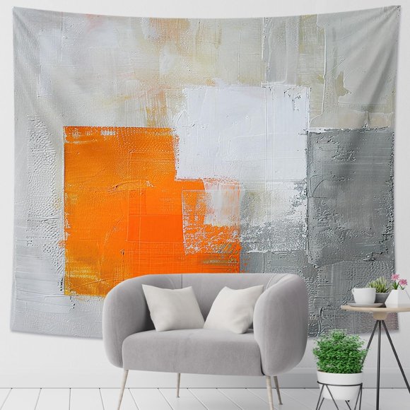 Generic Texture Tapestry Oil Painting Painting Abstract Contemporary Patterned Style Orange Gray Polyester Backdrop Decorative Bedroom Ceiling Headboard Couch Club Tapestry One Piece 60x40 Inch