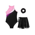 thumbnail image 3 of TiaoBug Kids Girls Figure Skating Dance Costume Sleeveless Ballet Dance Leotard with Chiffon Wrap Skirt Hair Band Set Pink 8, 3 of 6